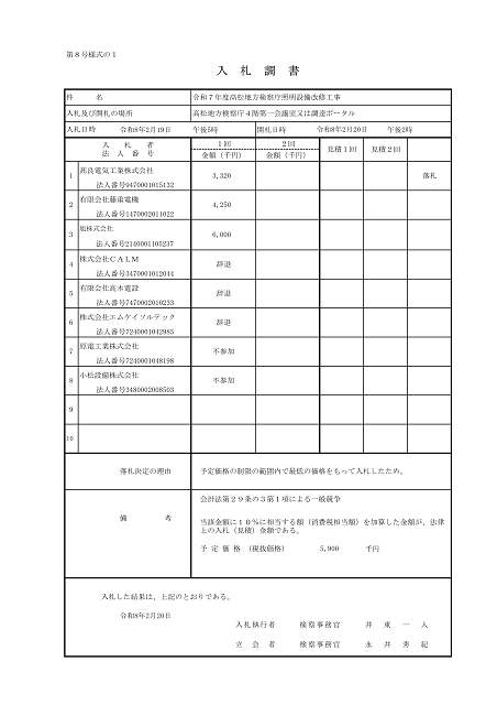 入札公告２建設工事（高松地方検察庁）１０