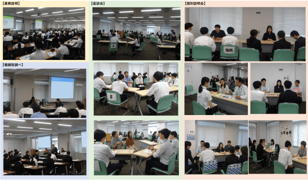 業務説明会会場の様子（学生のみなさんが当庁職員の説明を真剣に聞いています）